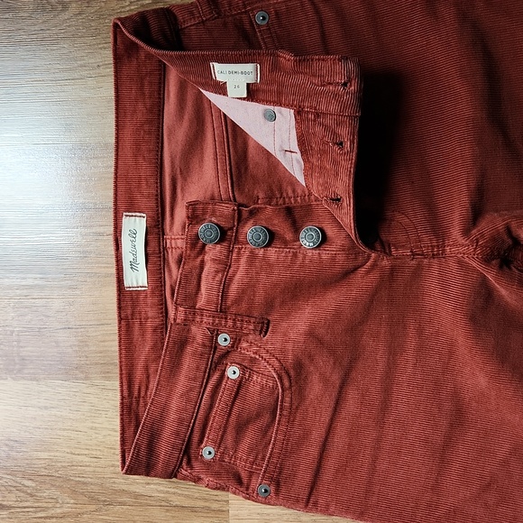 Madewell Cali-Demi boot corduroy pants front button closure size 26 - Picture 5 of 13
